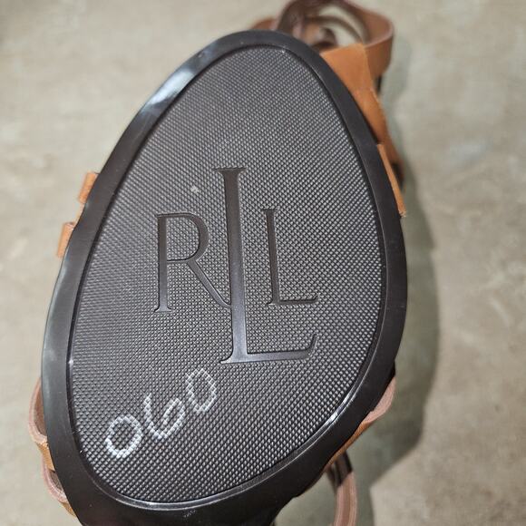 New Lauren Ralph‎ Lauren Women's SZ 10B SABA Brown Leather Sandals heels Sexy - Picture 6 of 7